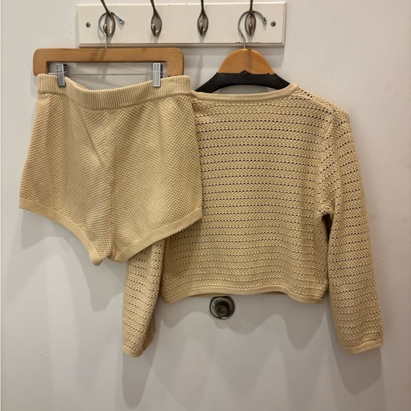 Reformation Cream Knit Cardigan and Shorts Set - Picture 2 of 2